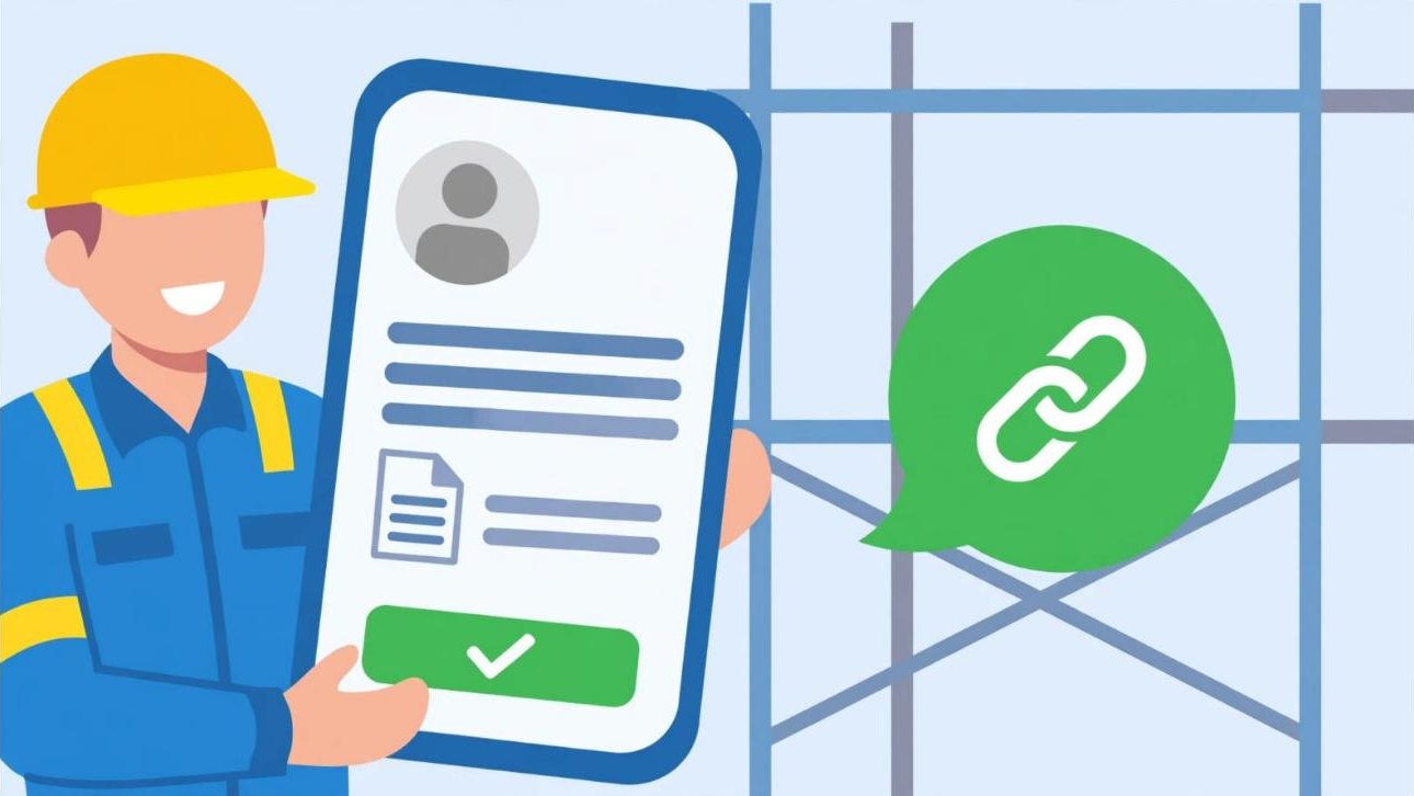 Colaborador a preencher o próprio cadastro no telemóvel a partir de um link recebido por WhatsApp